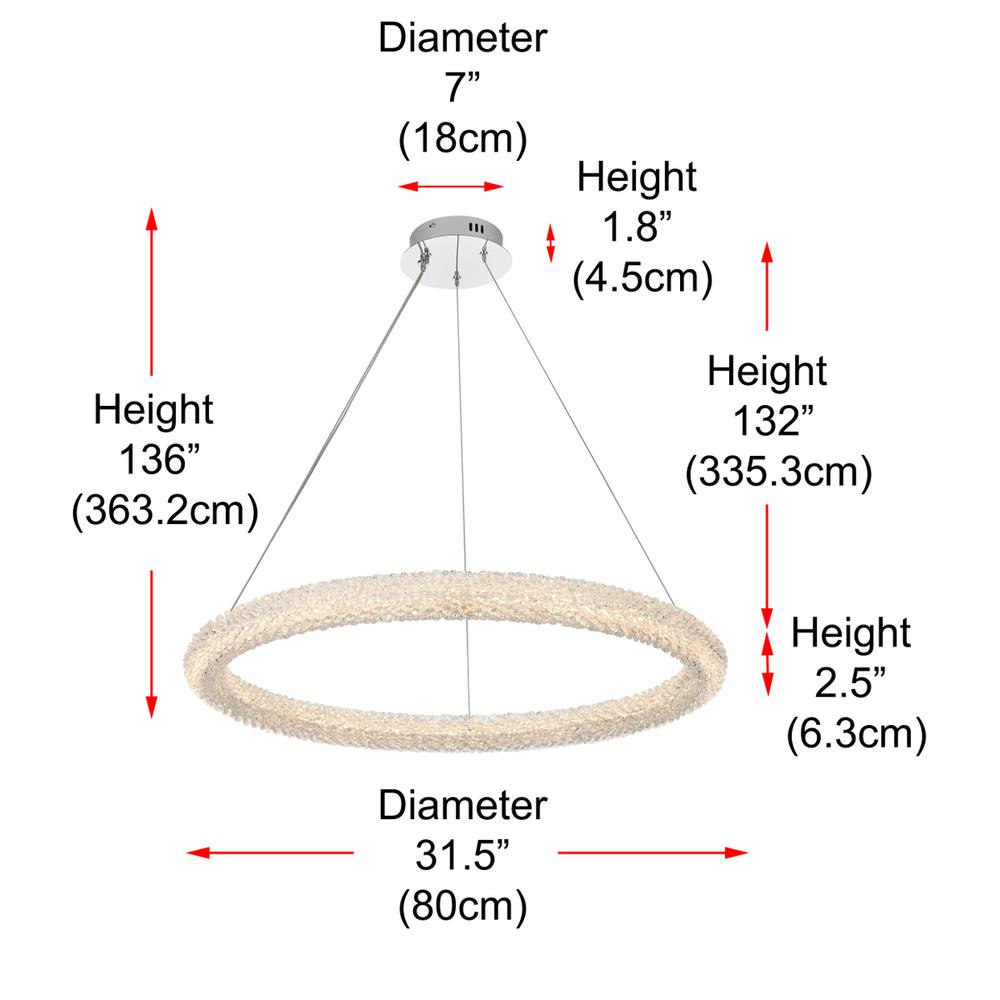 Bowen 32 inch Adjustable LED Chandelier in Chrome. Picture 10