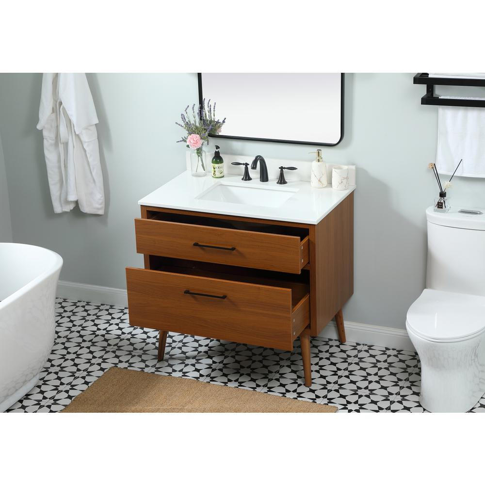 36 inch Single bathroom vanity in teak with backsplash. Picture 3