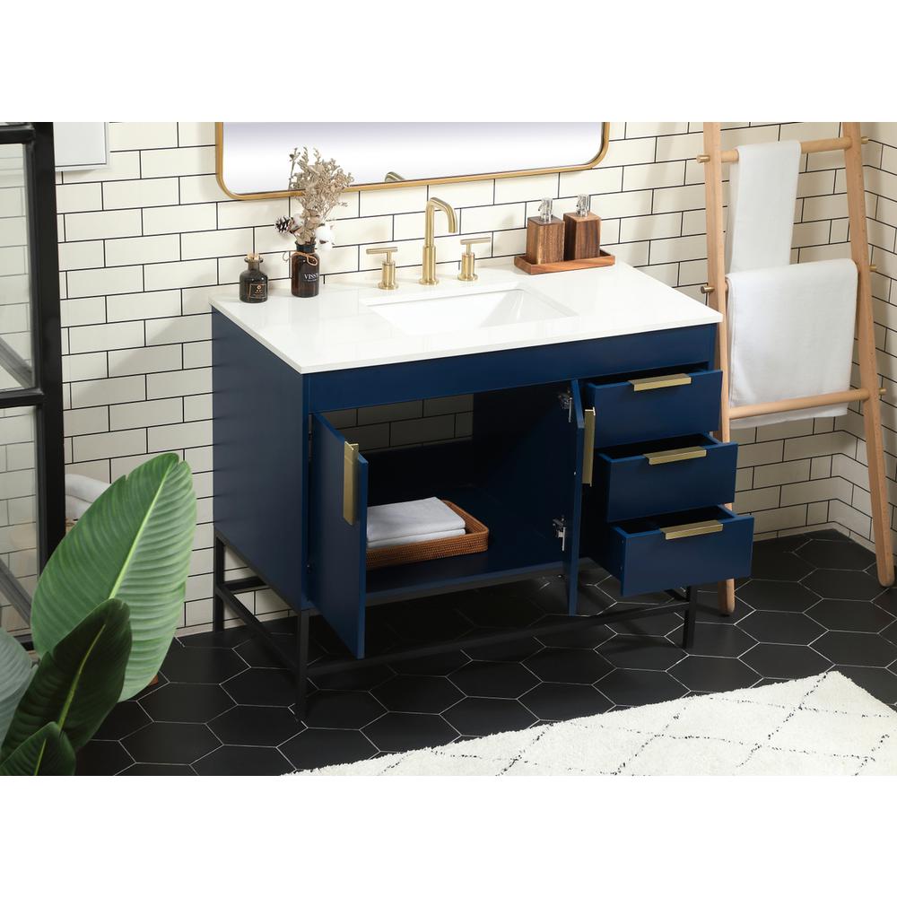 42 inch Single bathroom vanity in blue. Picture 3