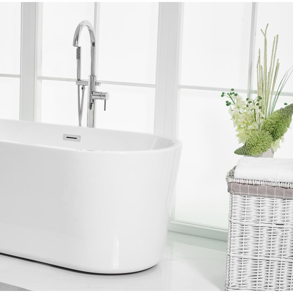 59 inch soaking roll top bathtub in glossy white. Picture 5