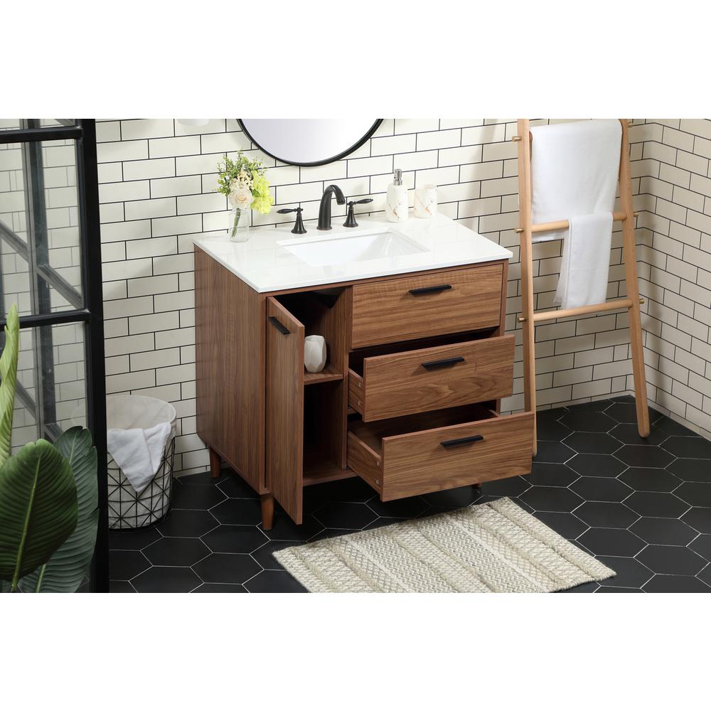 36 inch Single bathroom vanity in walnut brown. Picture 3