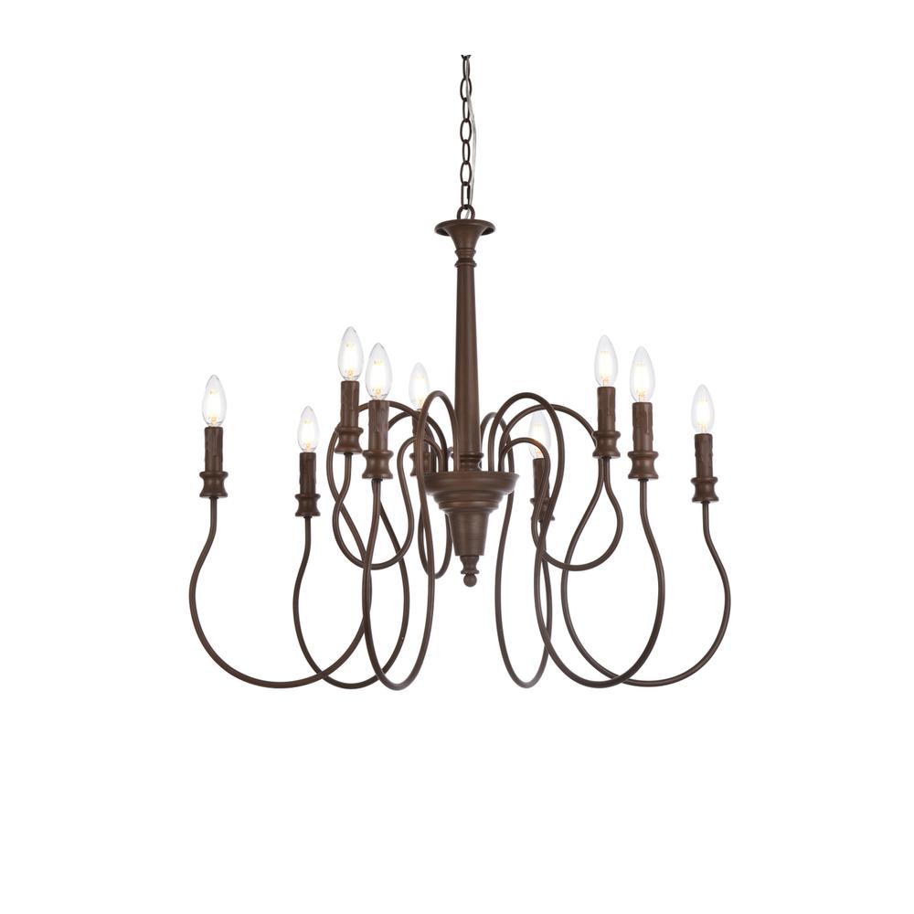 Flynx 9 lights pendant in weathered oak. Picture 2