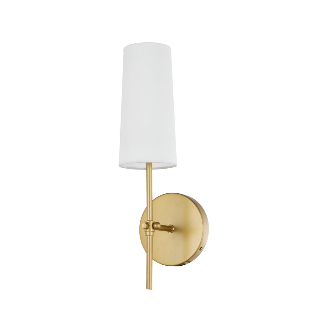 Mel 1 light Brass and White shade wall sconce. Picture 4