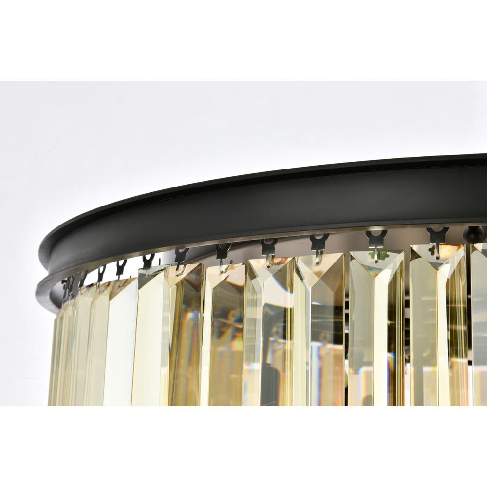 Sydney 8 light Matte Black Flush Mount Golden Teak (Smoky) Royal Cut Crystal. Picture 4