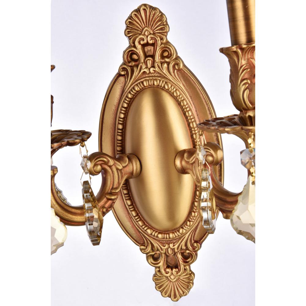 Rosalia 2 light French Gold Wall Sconce Golden Teak (Smoky) Royal Cut Crystal. Picture 6