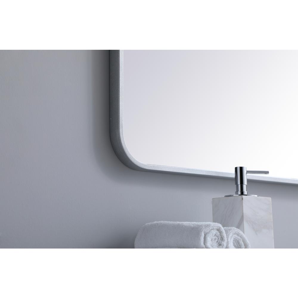 Soft corner metal rectangular mirror 30x48 inch in Silver. Picture 4