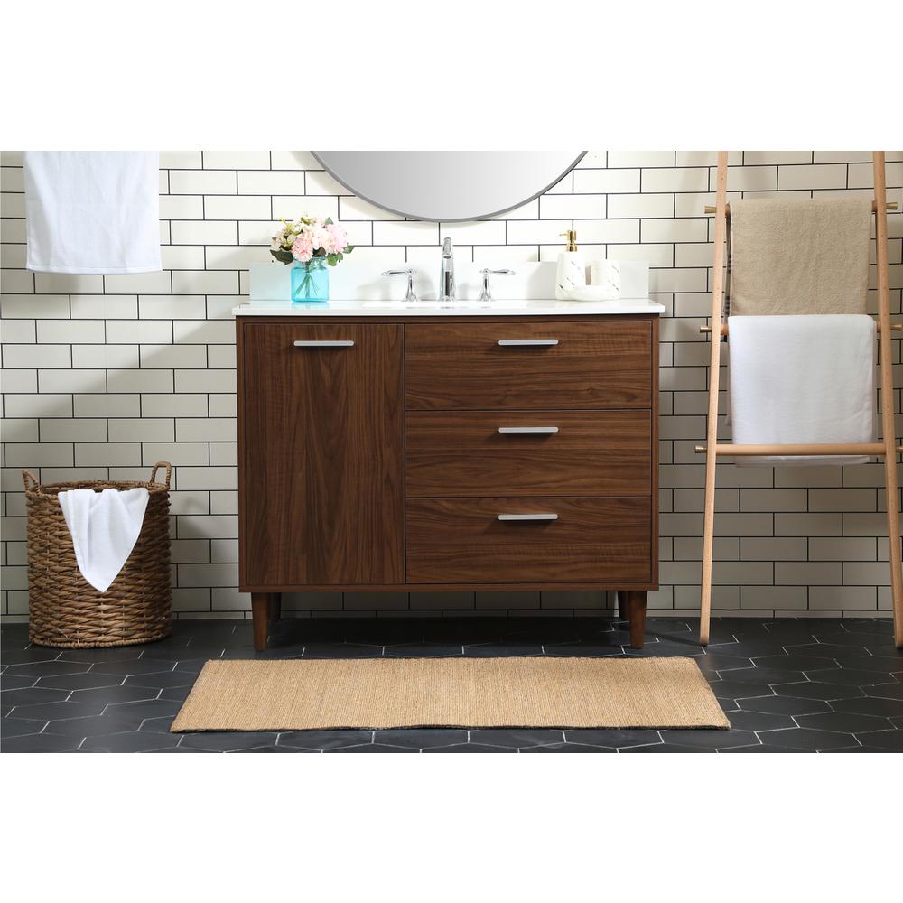 42 inch bathroom vanity in Walnut with backsplash. Picture 14