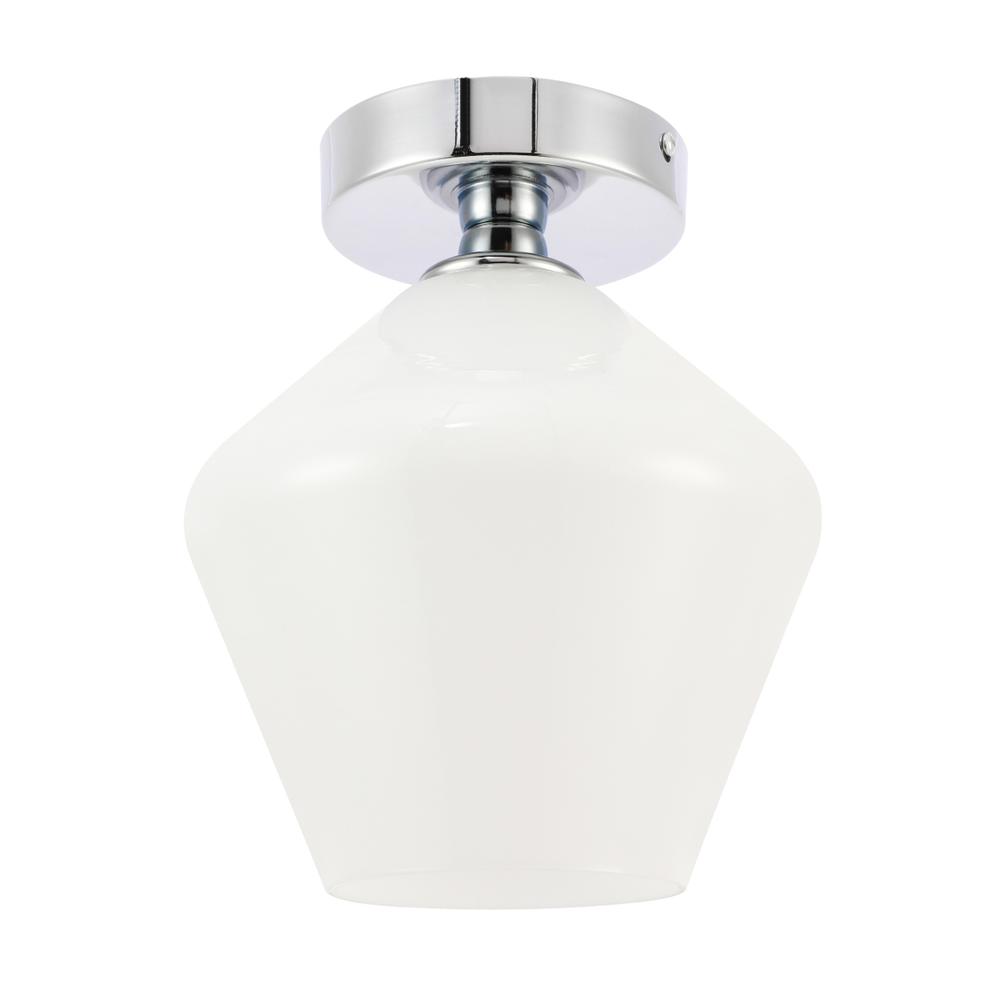 Gene 1 light Chrome and Frosted white glass Flush mount. Picture 6