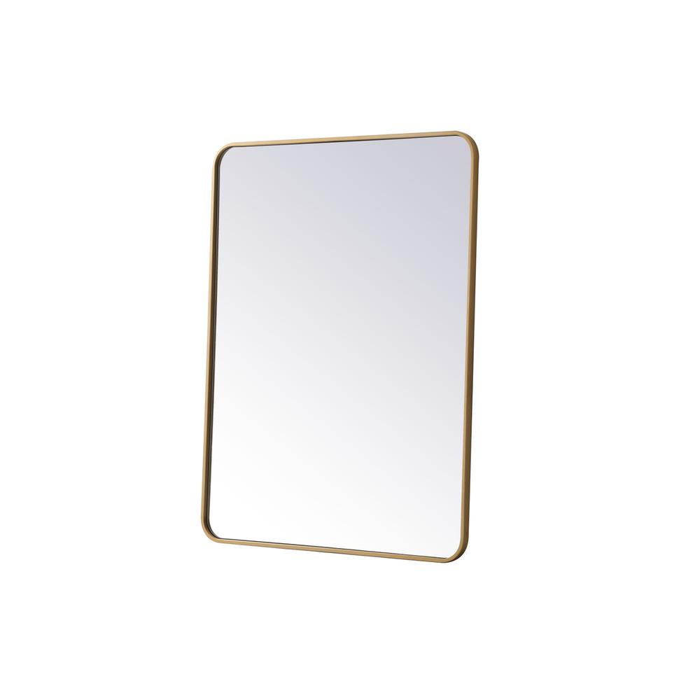 Soft corner metal rectangular mirror 30x40 inch in Brass. Picture 7