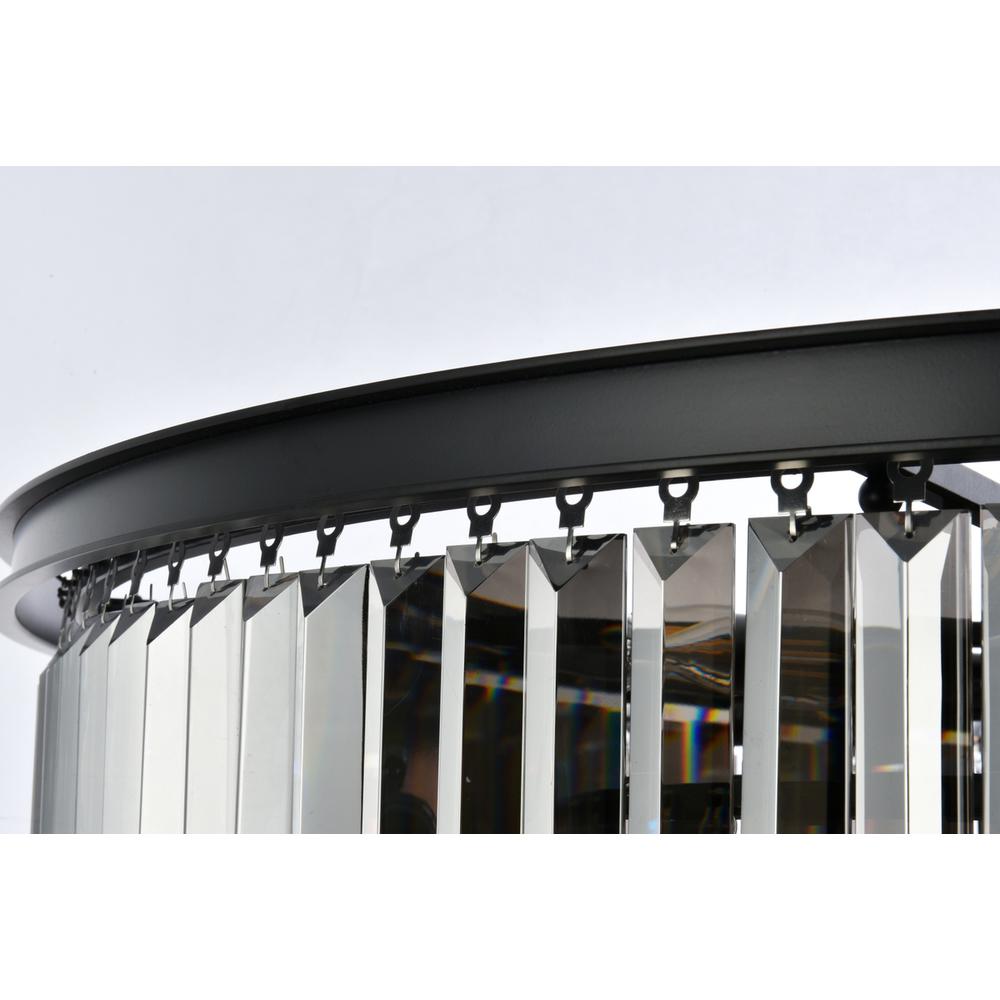Sydney 33 light Matte Black Chandelier Silver Shade (Grey) Royal Cut Crystal. Picture 5