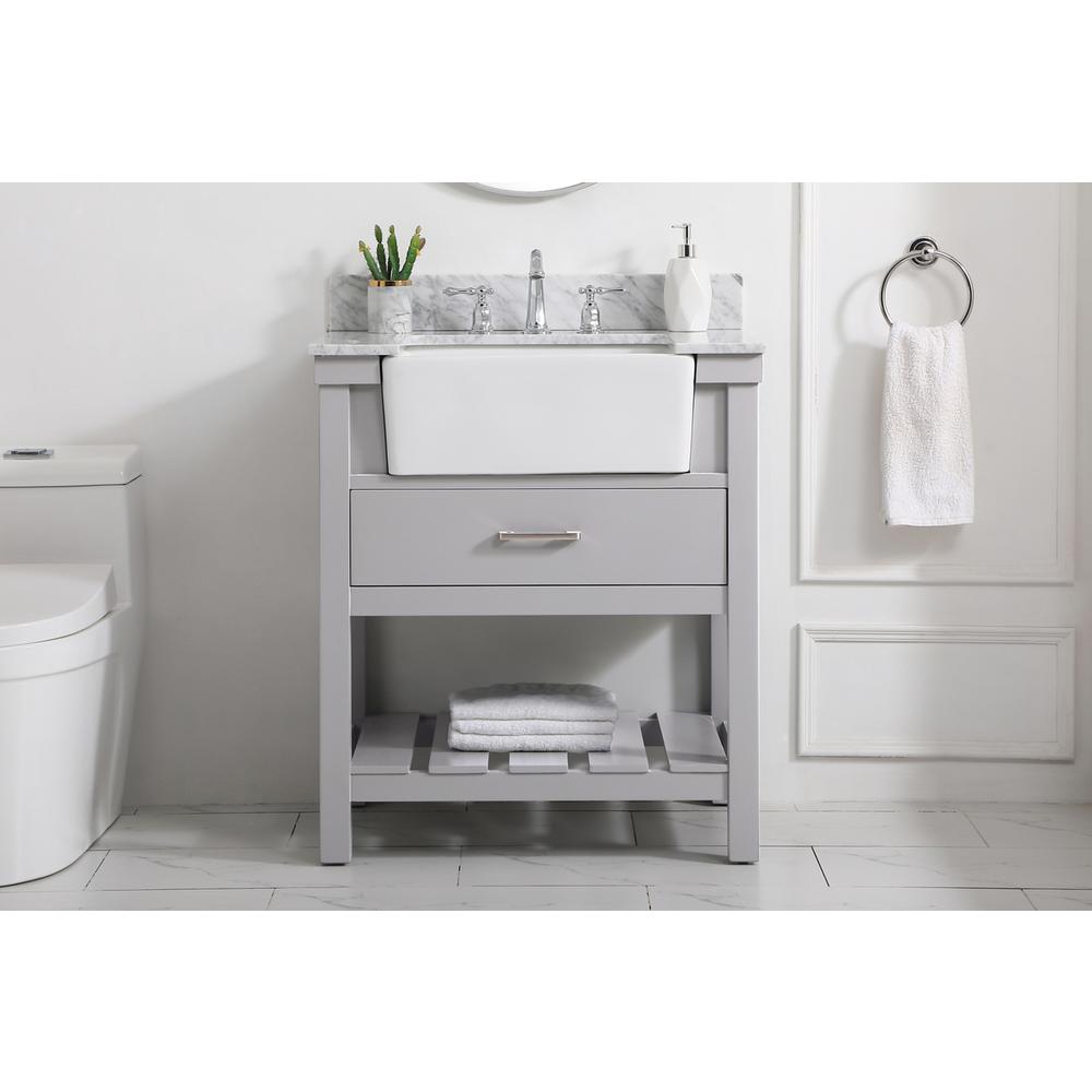 30 inch Single bathroom vanity in grey with backsplash. Picture 14