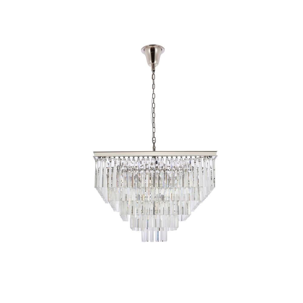 Sydney 34 inch square crystal chandelier in polished nickel. Picture 6