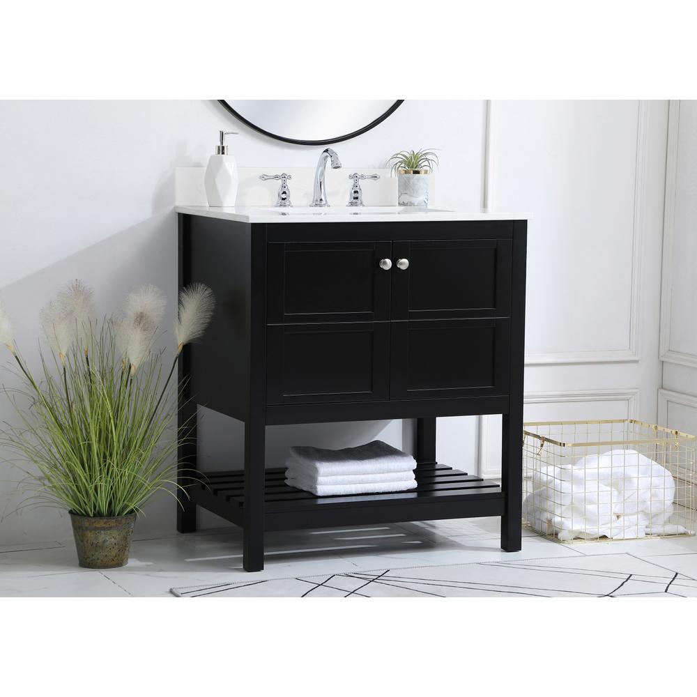30 inch Single Bathroom Vanity in Black with Backsplash. Picture 2