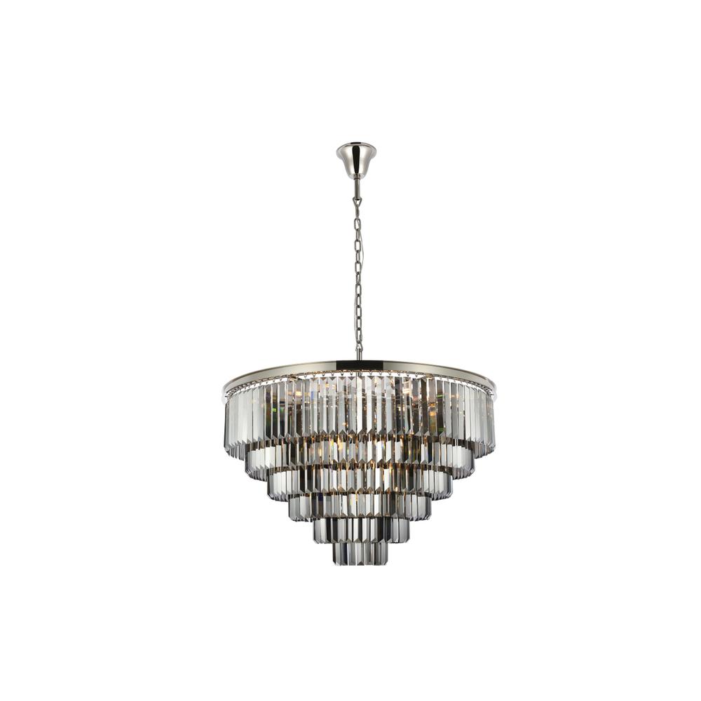 Sydney 33 light polished nickel Chandelier Silver Shade (Grey) Royal Cut Crystal. Picture 1