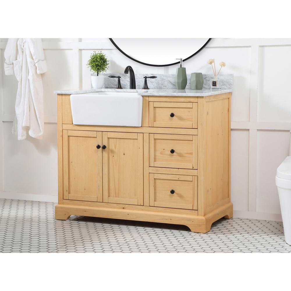 42 inch Single bathroom vanity in natural wood with backsplash. Picture 2