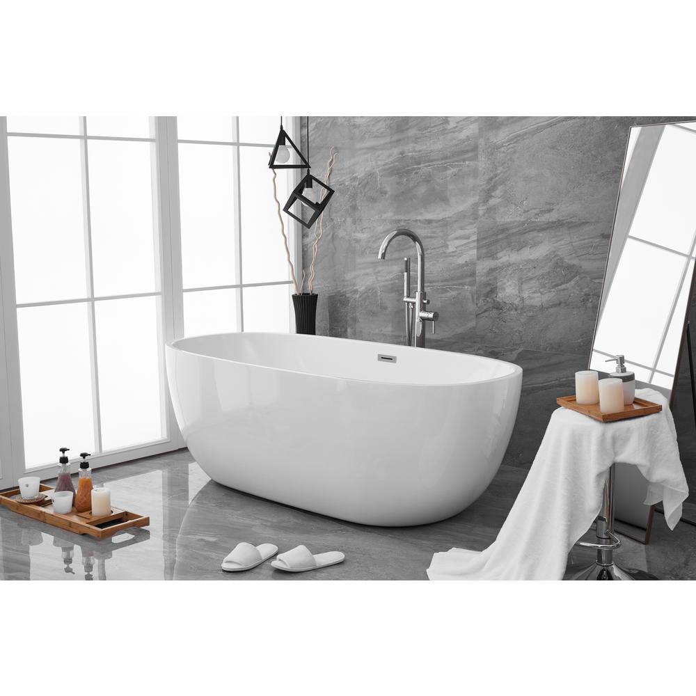 70 inch soaking roll top bathtub in glossy white. Picture 2