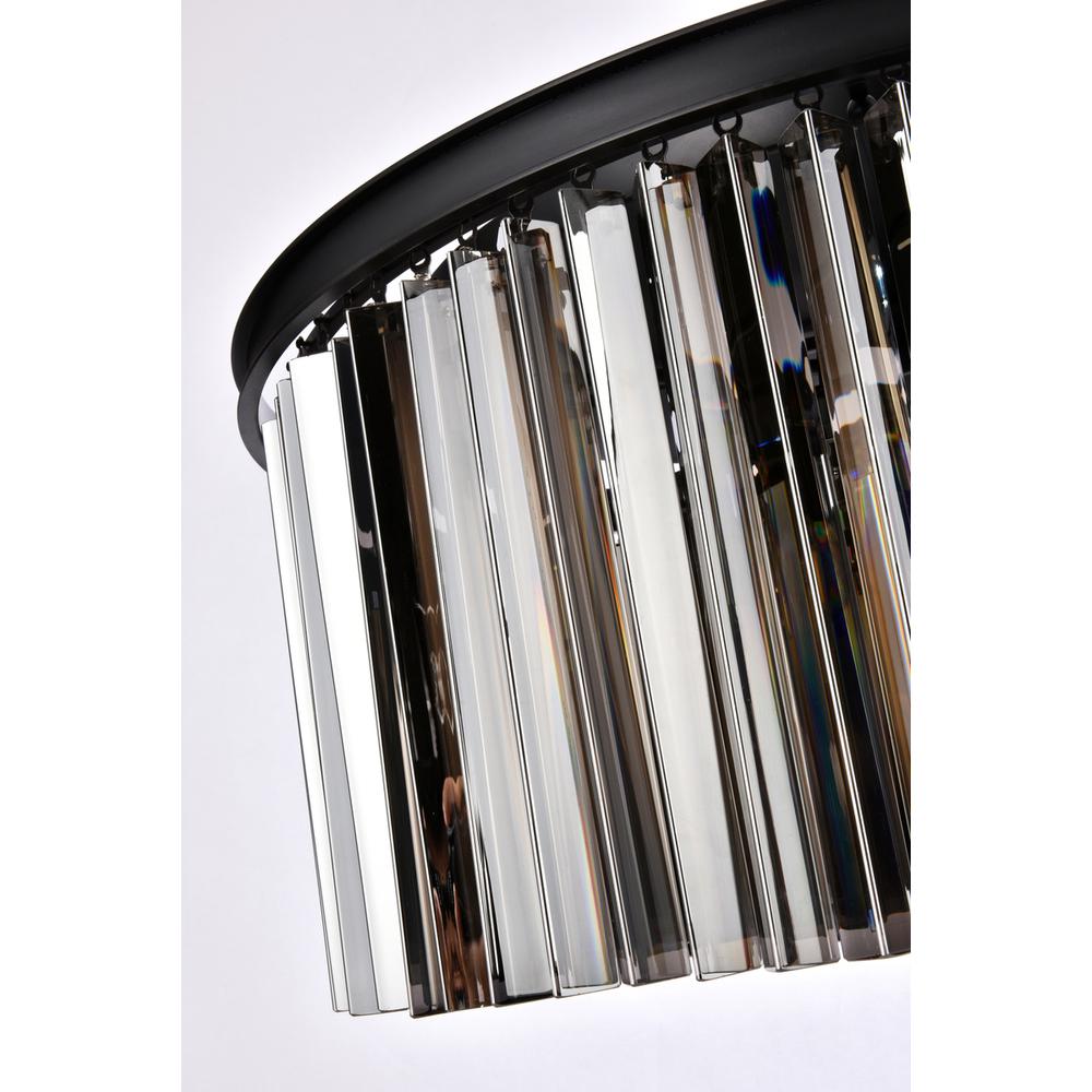Sydney 8 light Matte Black Chandelier Silver Shade (Grey) Royal Cut Crystal. Picture 5