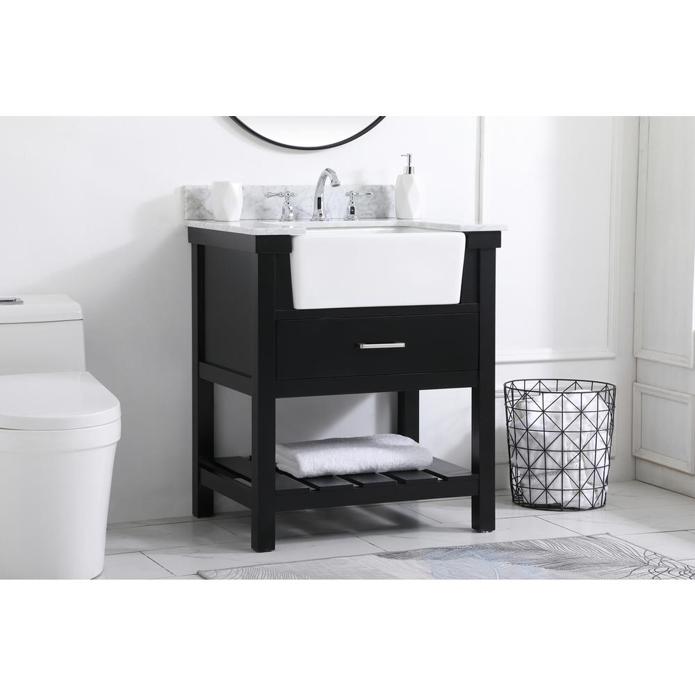 30 inch Single bathroom vanity in black with backsplash. Picture 2