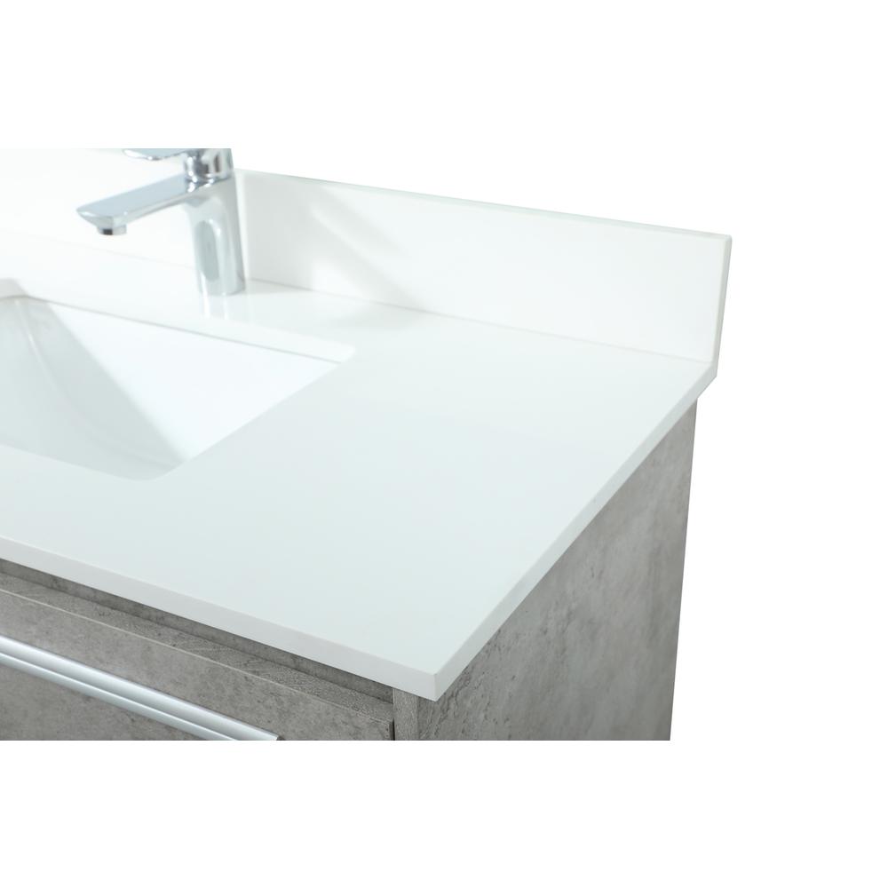 36 inch Single bathroom vanity in concrete grey with backsplash. Picture 11