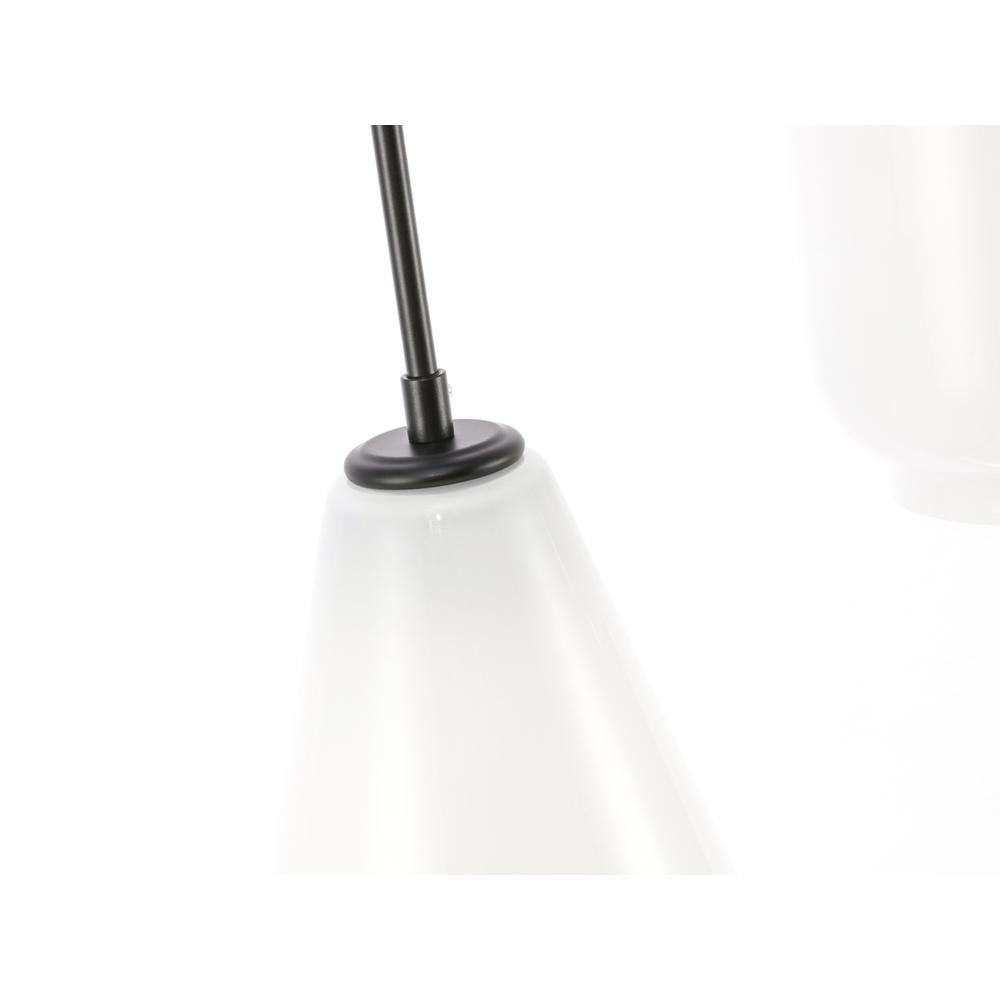Gene 3 light Black and Frosted white glass pendant. Picture 12