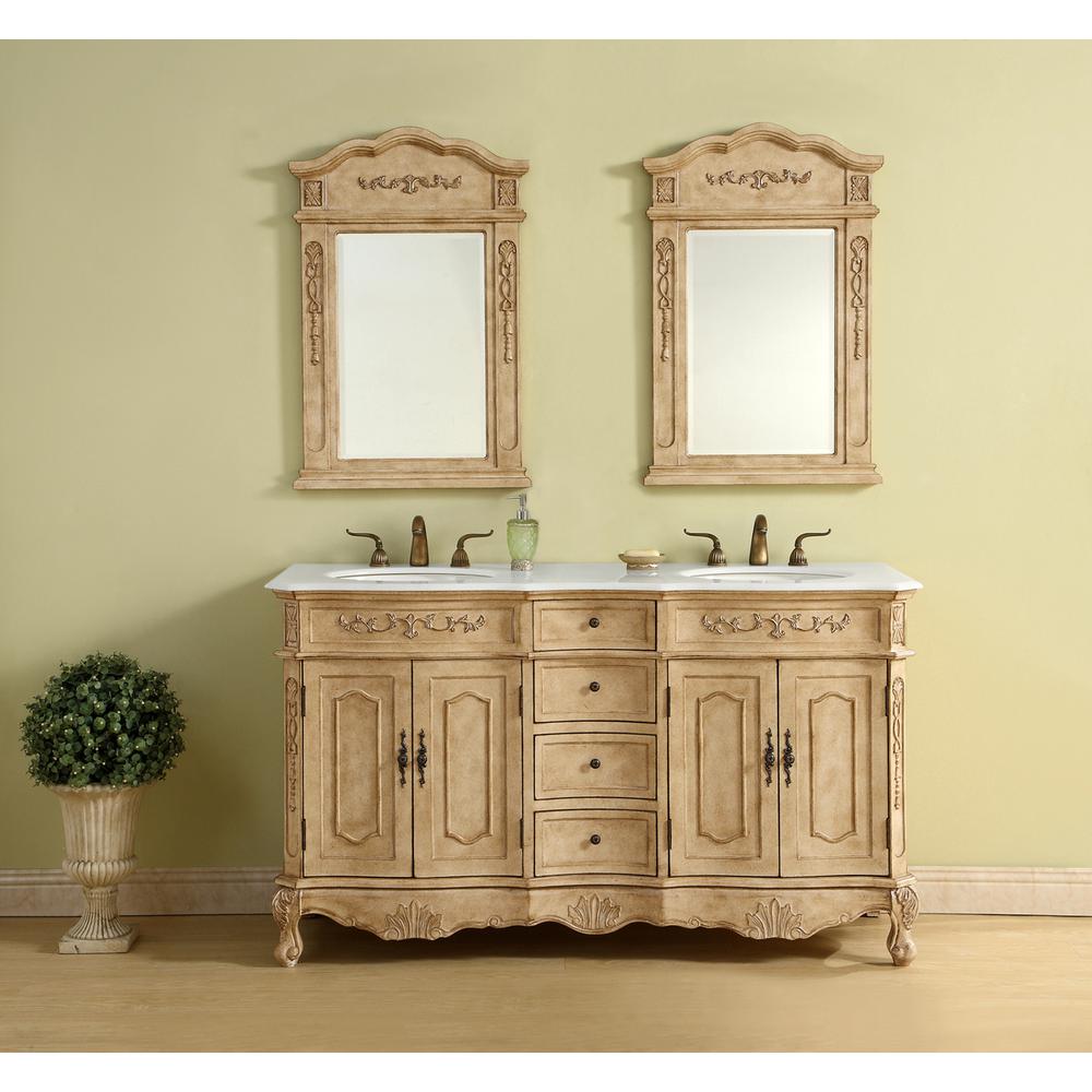 60 inch Double Bathroom vanity in Antique Beige. Picture 9