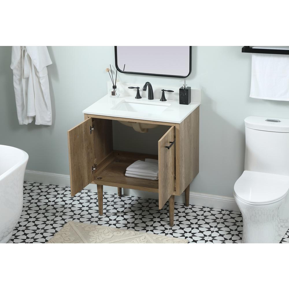 30 inch Single bathroom vanity in natural oak with backsplash. Picture 2