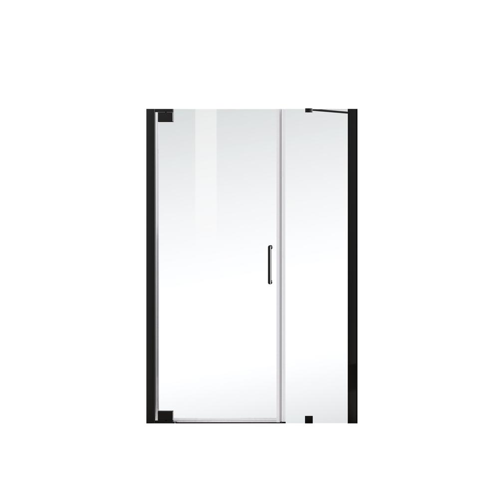 Semi-frameless hinged shower door 48 x 72 Matte Black. Picture 10