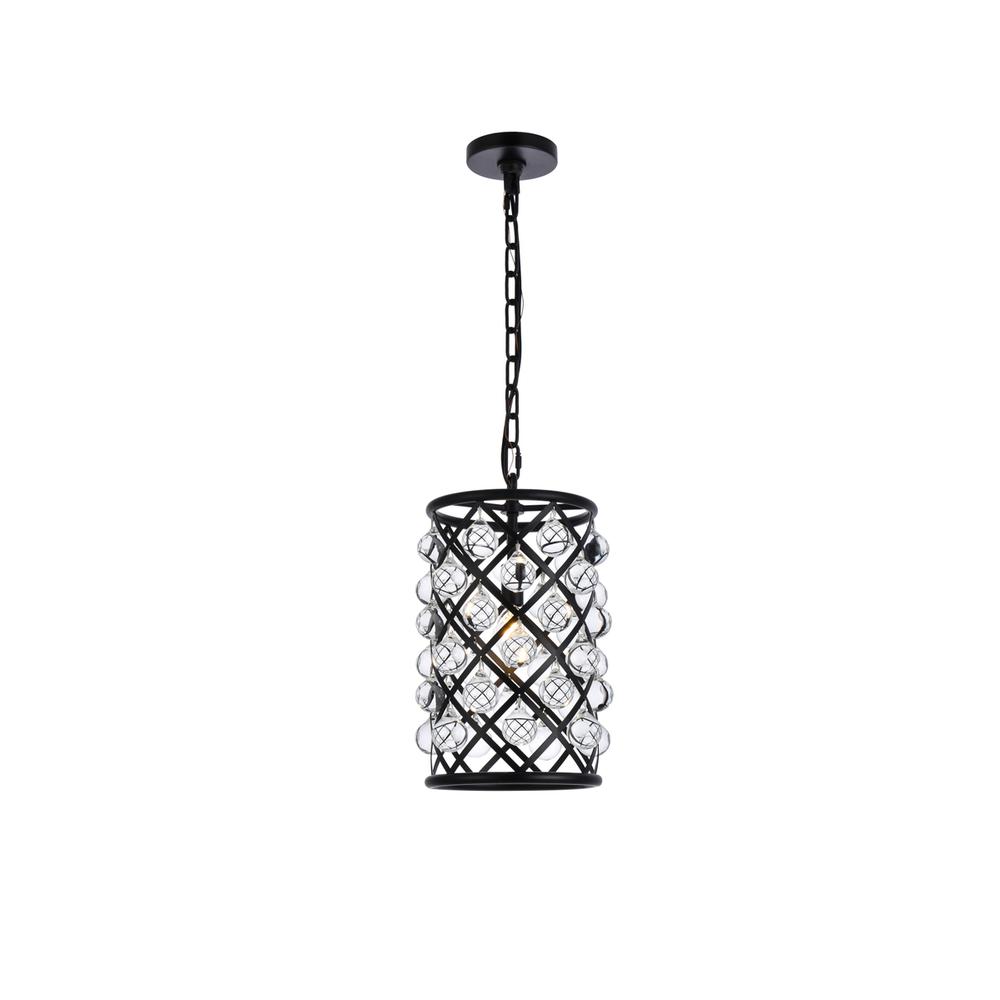 Madison 1 light Matte Black Pendant Clear Royal Cut Crystal. Picture 1