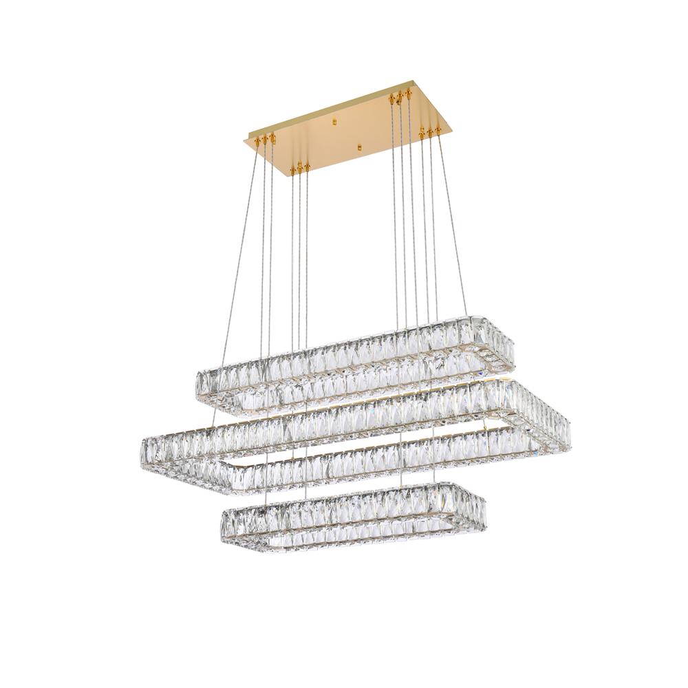 Monroe 42 inch LED triple rectangle pendant in gold. Picture 6