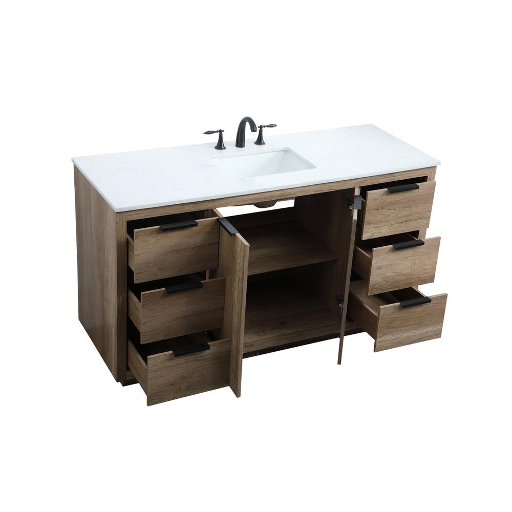 60 Inch SIngle Bathroom Vanity In Natural Oak. Picture 9