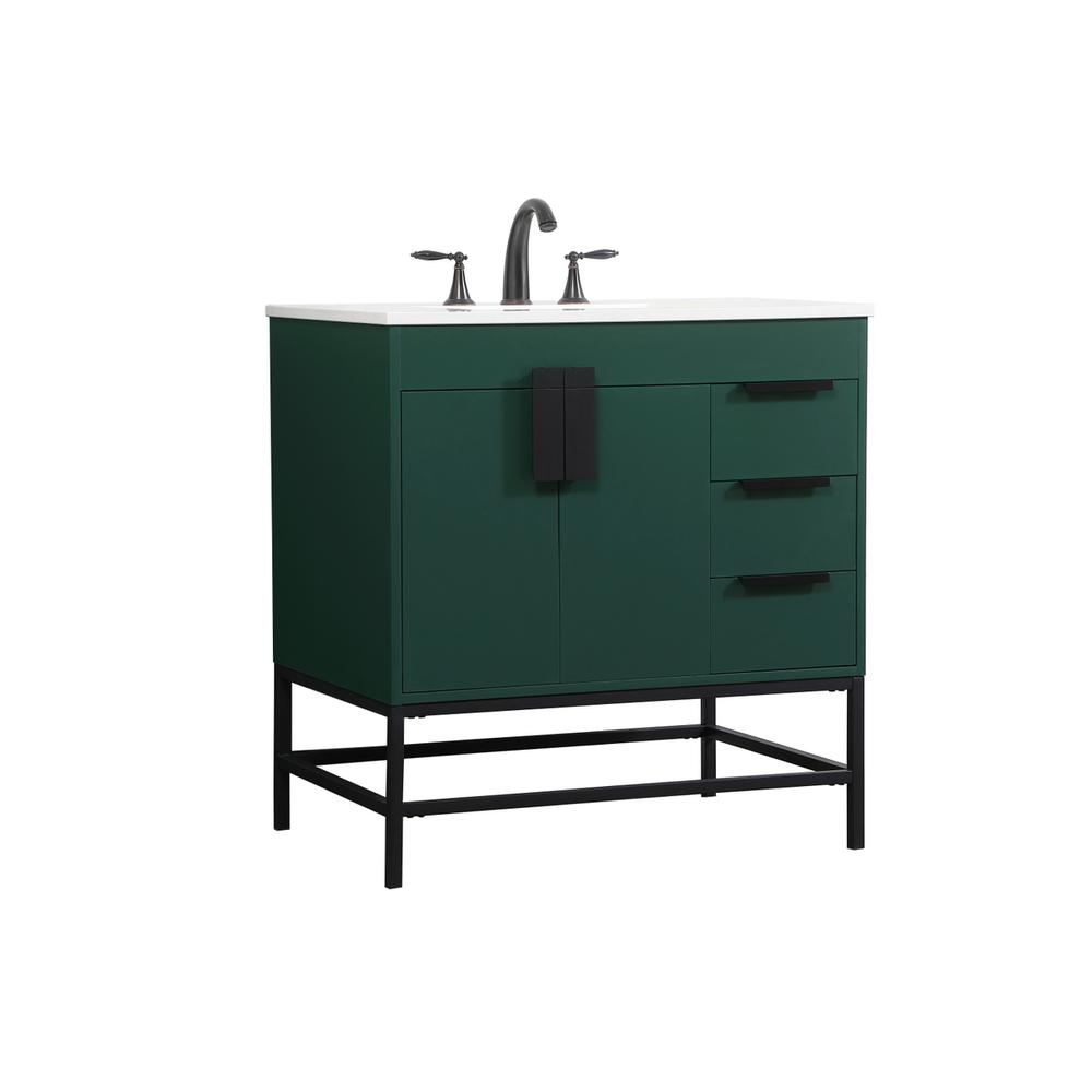 32 inch Single bathroom vanity in green. Picture 7