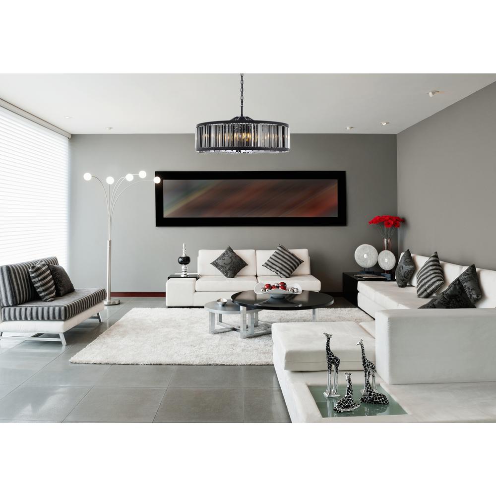 Chelsea 10 light Matte Black Chandelier Silver Shade (Grey) Royal Cut Crystal. Picture 7