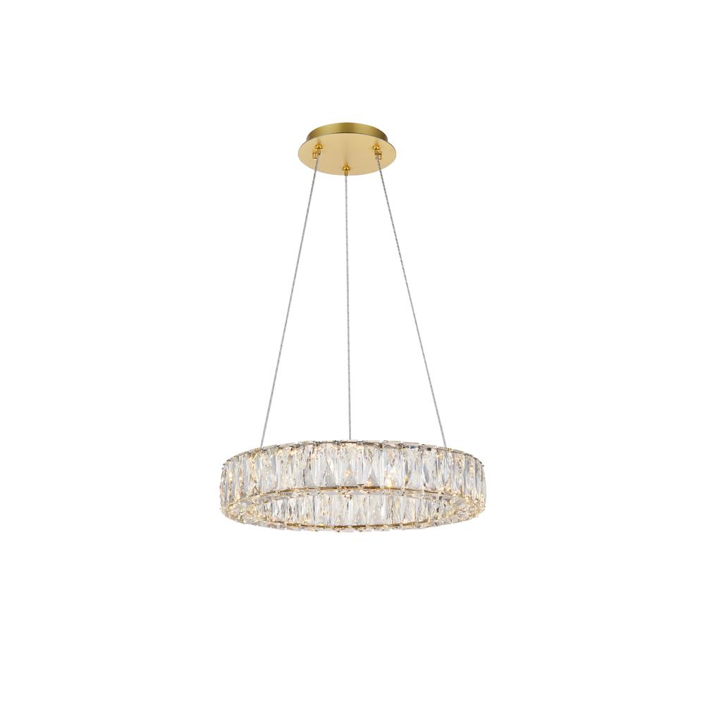 Monroe Integrated LED chip light gold Pendant Clear Royal Cut Crystal. Picture 1
