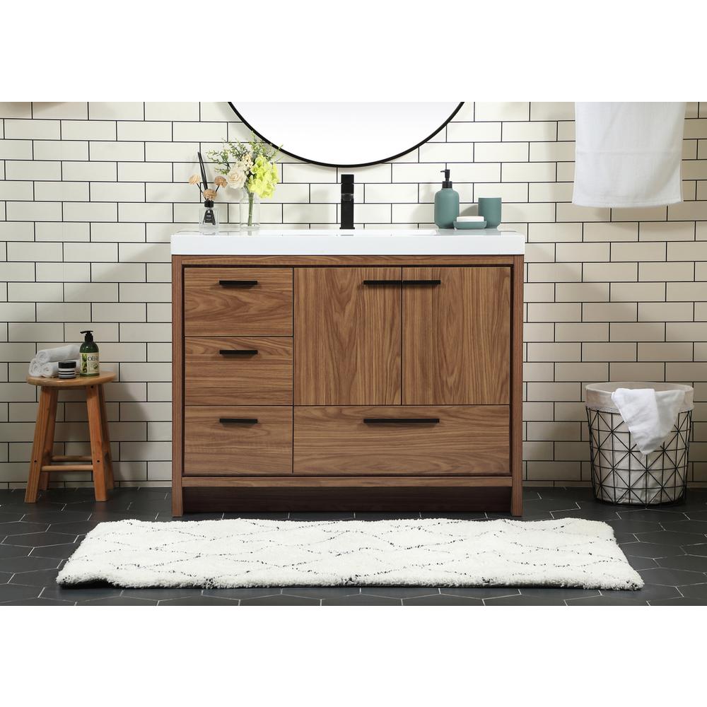 42 inch Single bathroom vanity in walnut brown. Picture 14