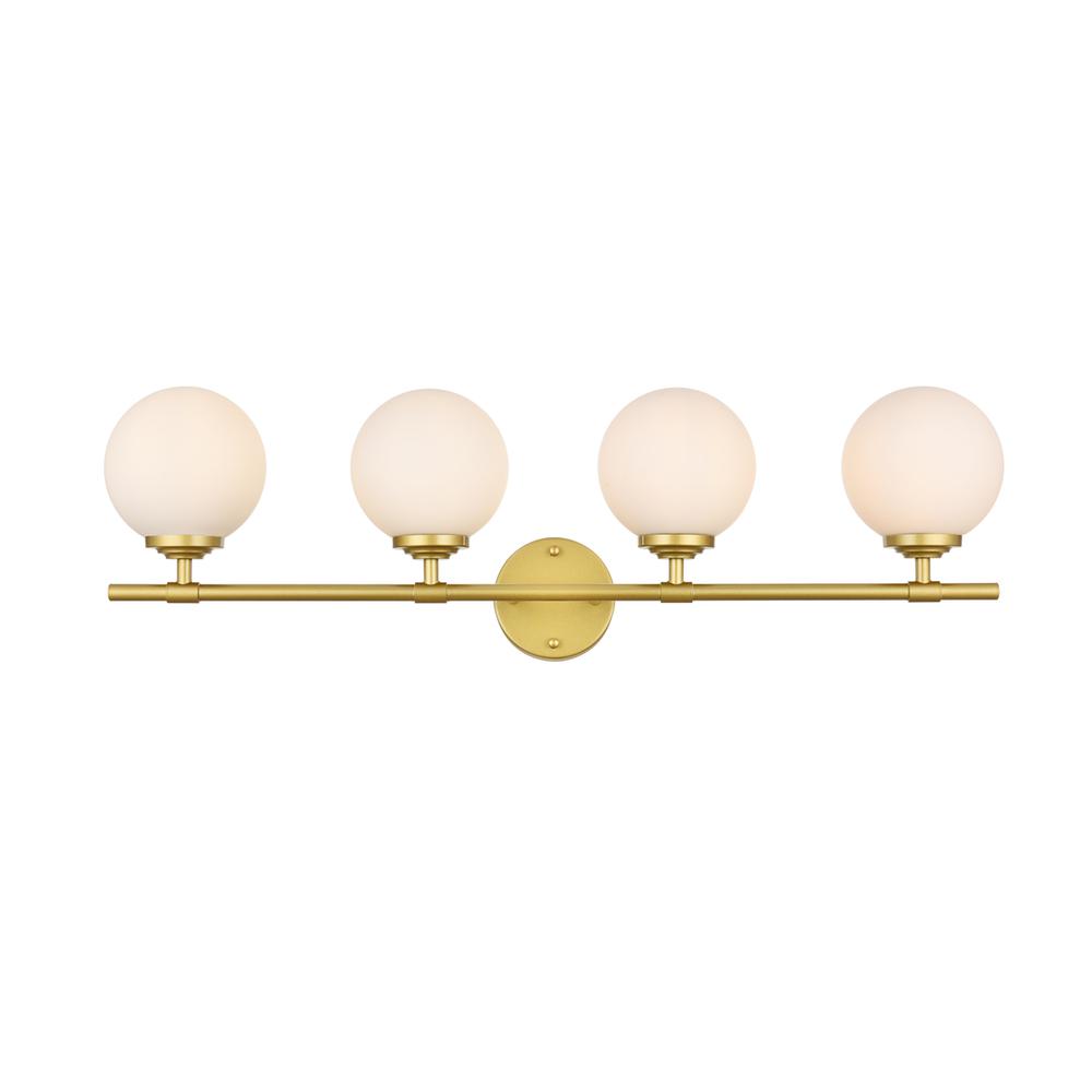 Ansley 4 light Brass and frosted white Bath Sconce. Picture 1