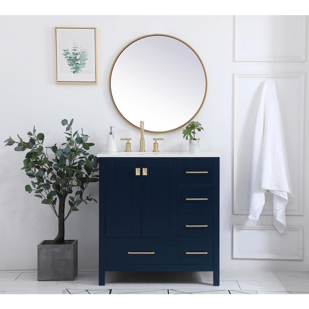 32 inch Single Bathroom Vanity in Blue. Picture 4