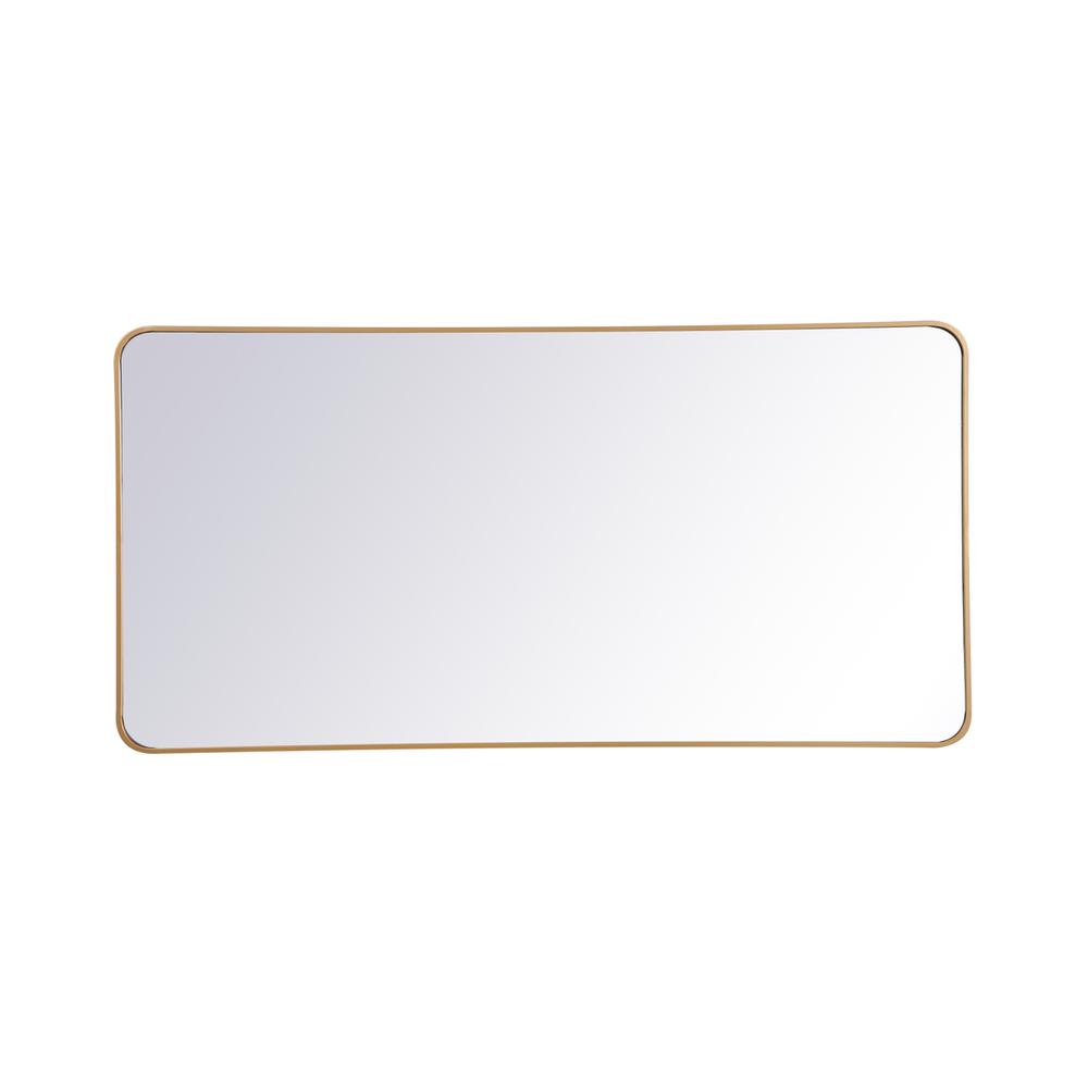 Soft corner metal rectangular mirror 30x60 inch in Brass. Picture 1