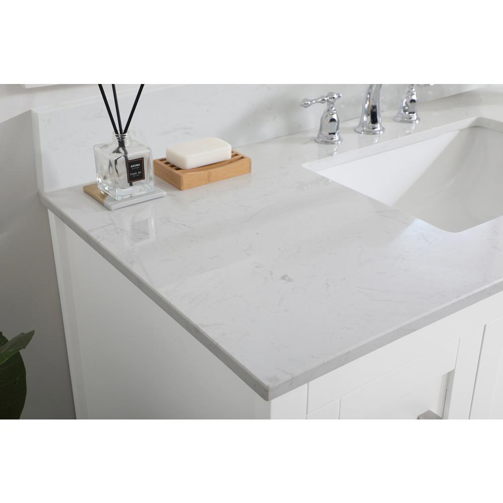 42 inch Single Bathroom Vanity in White with Backsplash. Picture 4