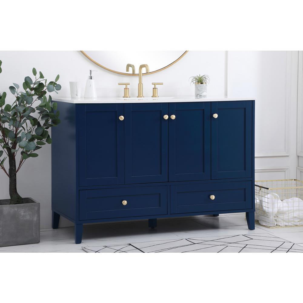 48 inch Single Bathroom Vanity in Blue. Picture 2