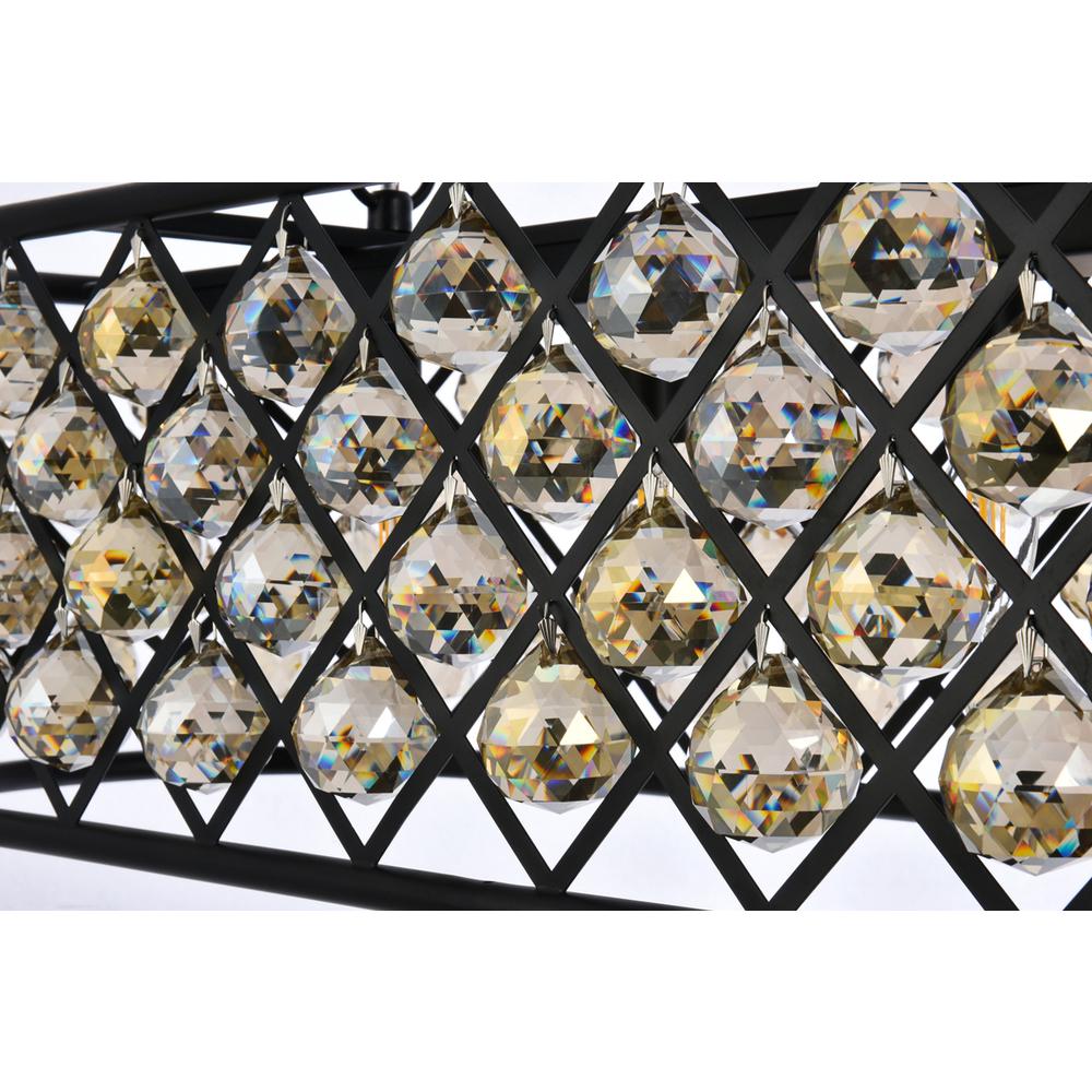 Madison 6 light Matte Black Chandelier Golden Teak (Smoky) Royal Cut Crystal. Picture 5