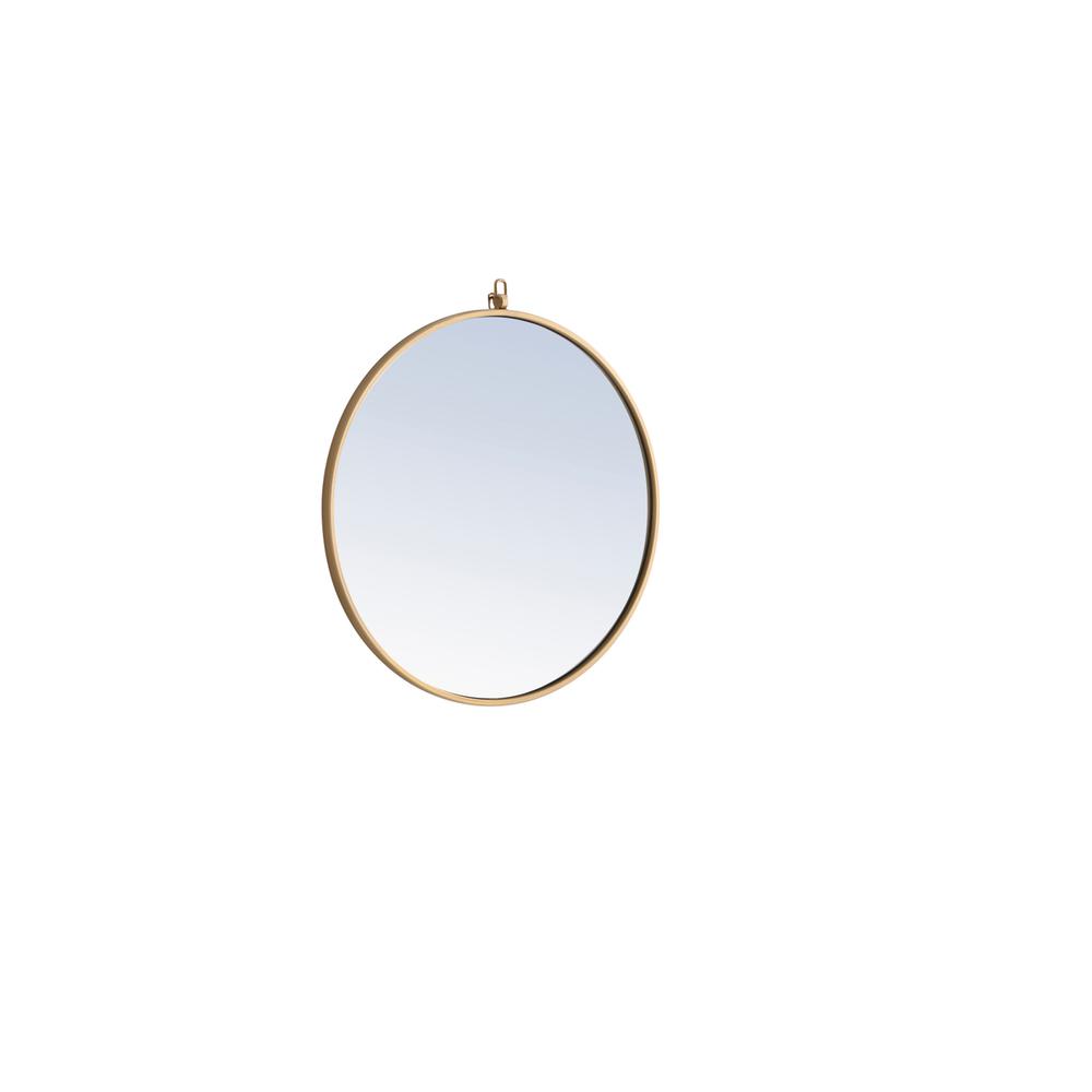Metal frame Round Mirror with decorative hook 24 inch Brass finish. Picture 4
