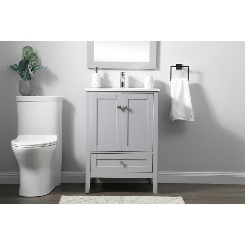 24 Inch SIngle Bathroom Vanity In Grey. Picture 14