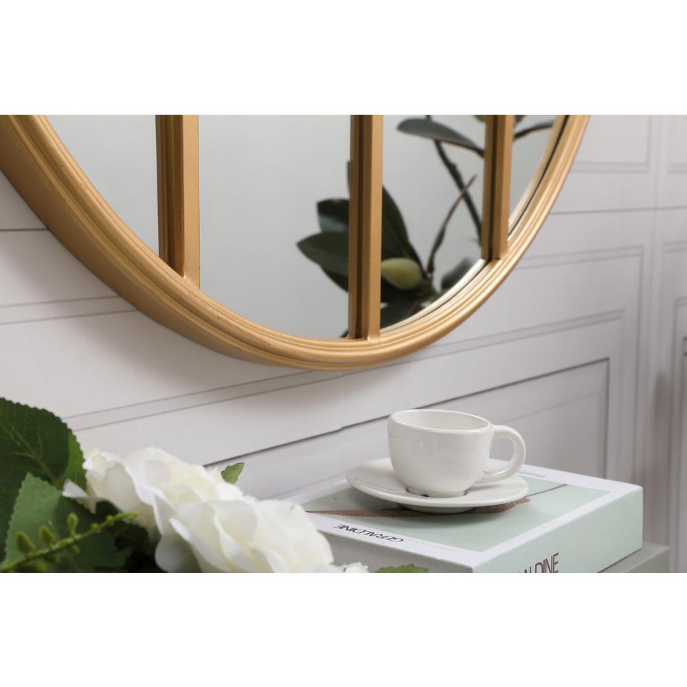 Metal windowpane mirror 28 inch x 28 inch in Brass. Picture 4