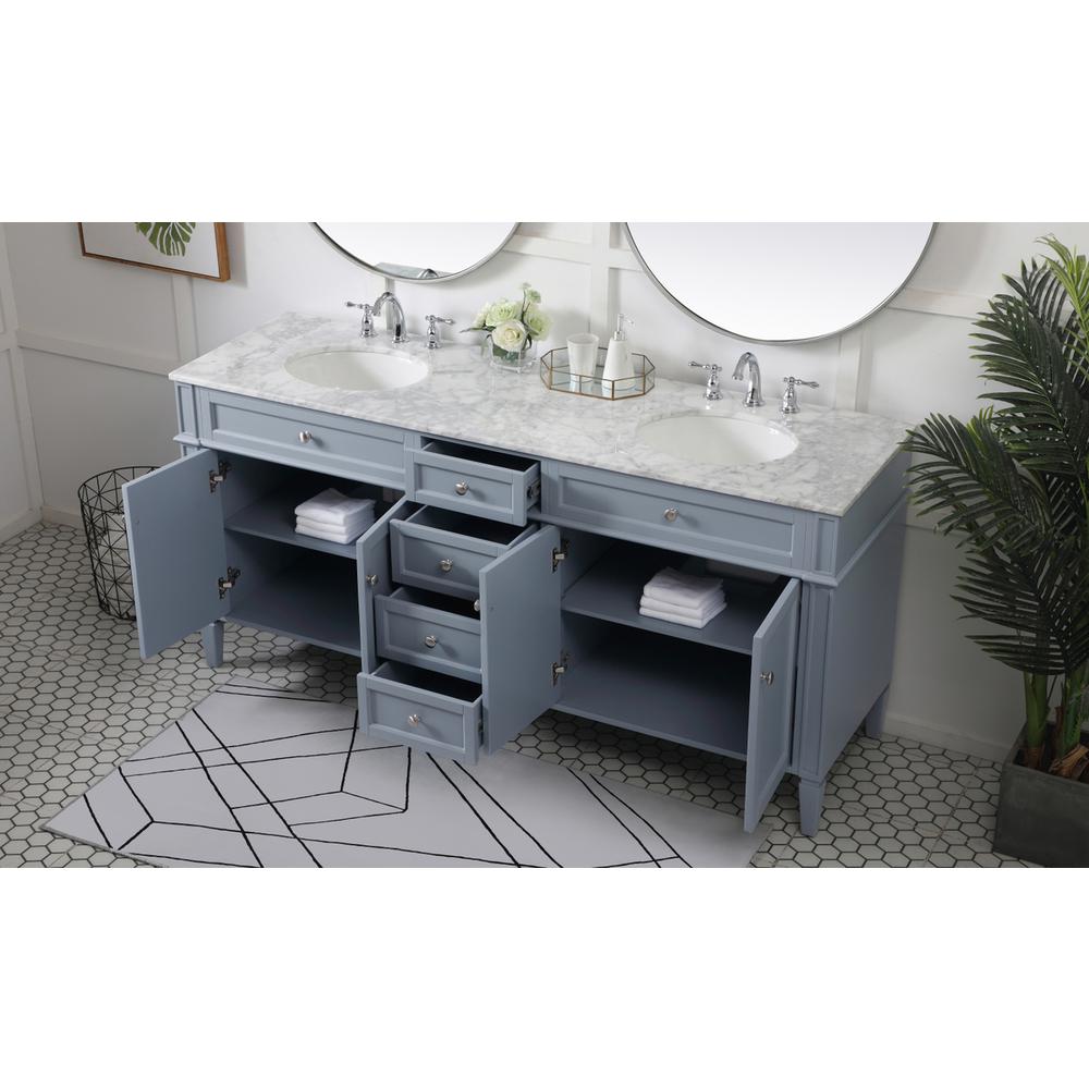 72 inch double bathroom vanity in grey. Picture 3