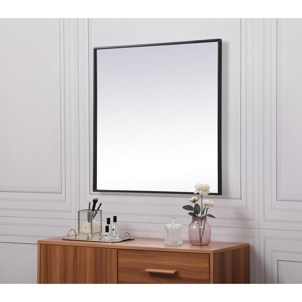 Metal Frame Square Mirror 30 inch in Black. Picture 4