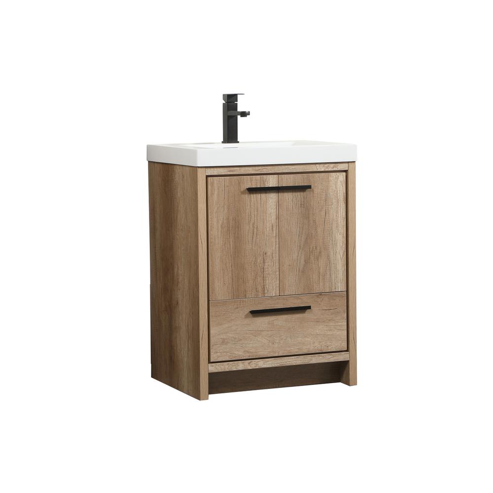 24 inch Single bathroom vanity in natural oak. Picture 7