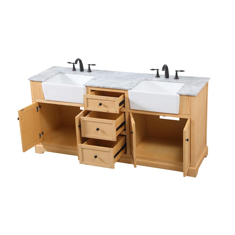 72 inch double bathroom vanity in natural wood. Picture 9