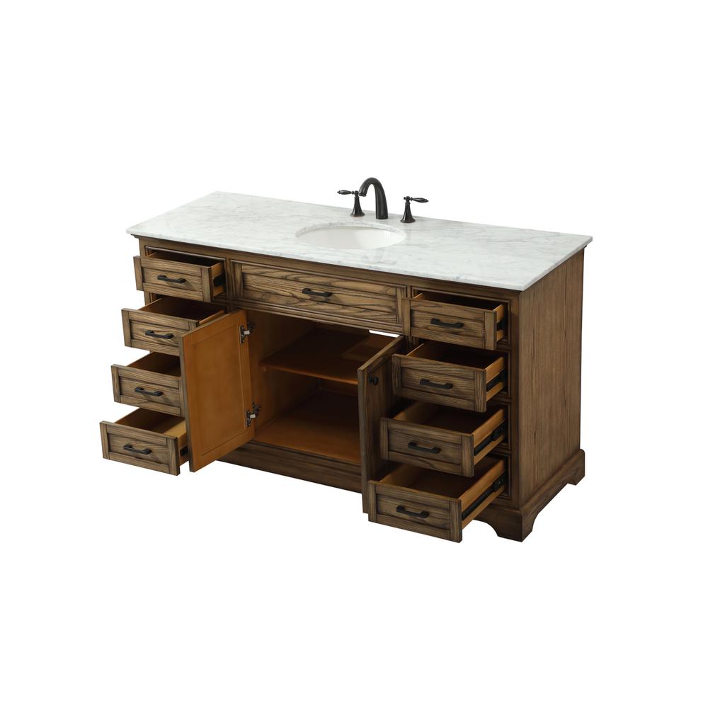 60 inch Single bathroom vanity in driftwood. Picture 9