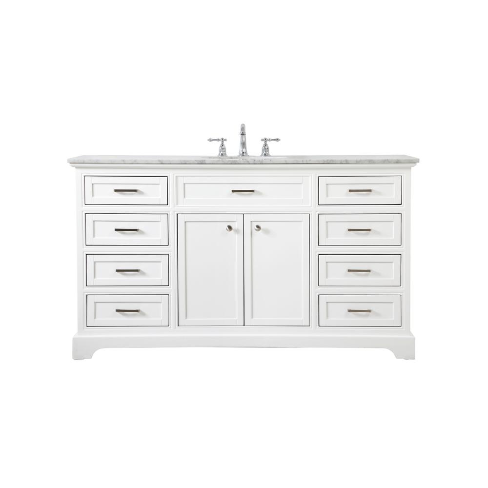 60 inch Single bathroom vanity in white. Picture 1