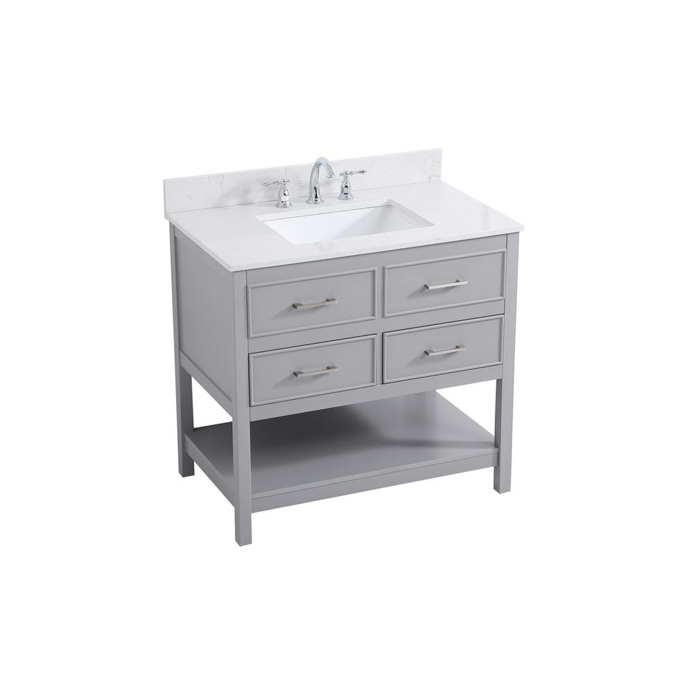 36 inch Single bathroom vanity in gray with backsplash. Picture 8